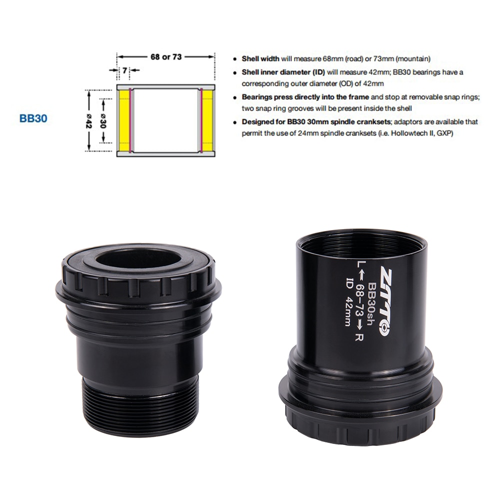 Ztto mtb  bb30 24 adapter cykel presspassning vevlager axel keramiskt lager bb för mountainbike cykel 24mm vevsats kedjesats
