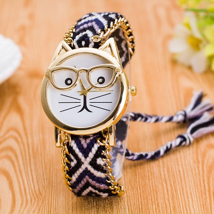 Montre Bracelet exquis pour femmes et filles, lunettes pour visage, en laine tressée de Style ethnique, Style à la , manuelle: 11