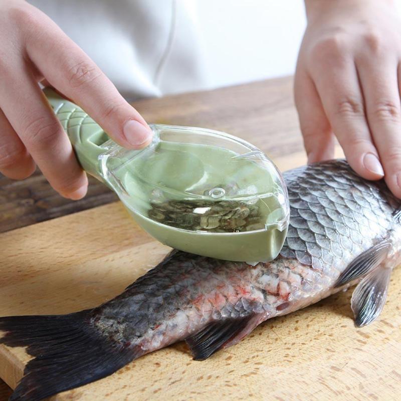 Fish Skin Graters Fishing Skin Scraping Peeler Brush Fast Remove Scraping Scales Device with Cover Kitchen Fish Cleaning Tool