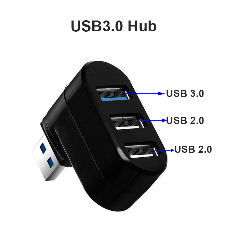 HUB USB 2.0 OULLX 180 ° Przedłużacz adaptera obrotowego Mini rozdzielacz 1 do 3 portów Szybkie USB 2.0 do komputera PC Laptop