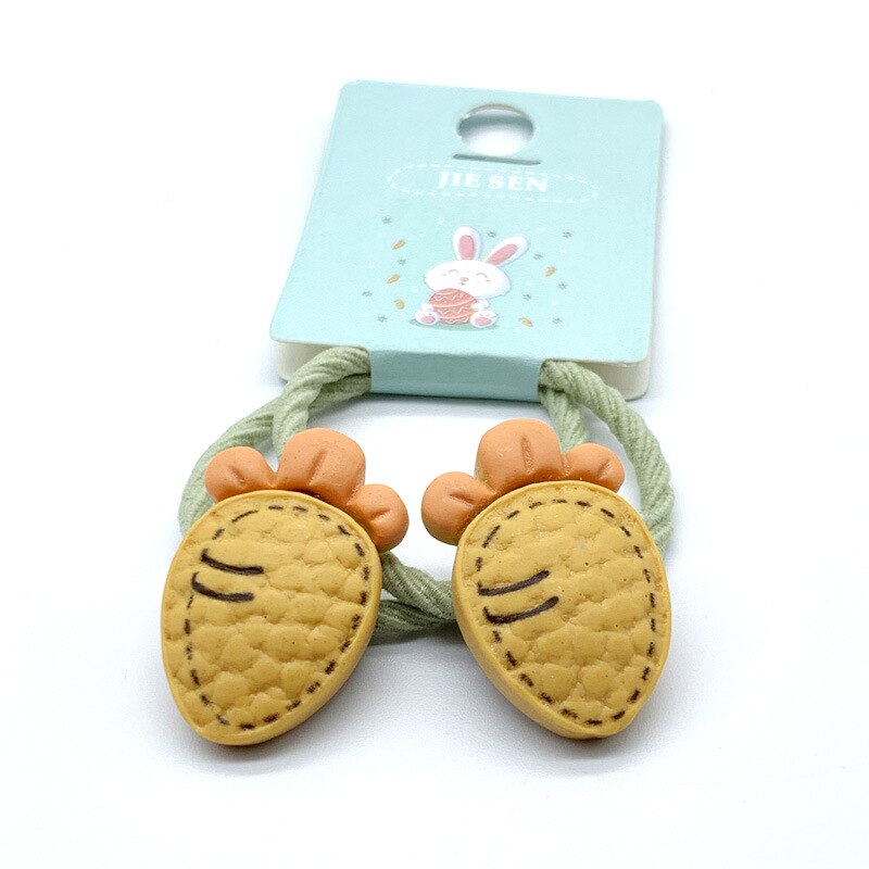Mini bandeaux pour cheveux mignons de dessin animé pomme carotte, fraise, accessoires pour filles, Mini bandeau gomme colorée,: orange carrot