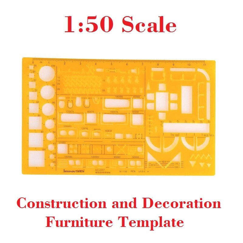 1:50 Scale Architect Drawing Template House Plan Interior Decoration Furniture Building Formwork Stencils Drafting Tools