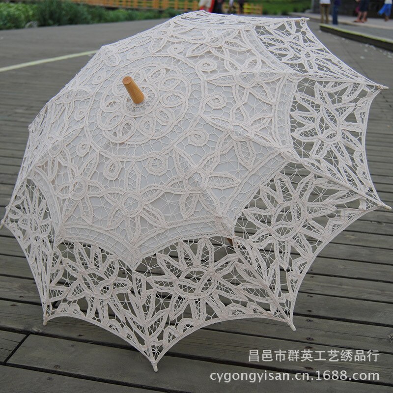 Mode Kant Parasol Parasol Borduurwerk Bruid Paraplu Wit Ivoor Wedding Paraplu Ombrelle Dentelle Parapluie Mariage