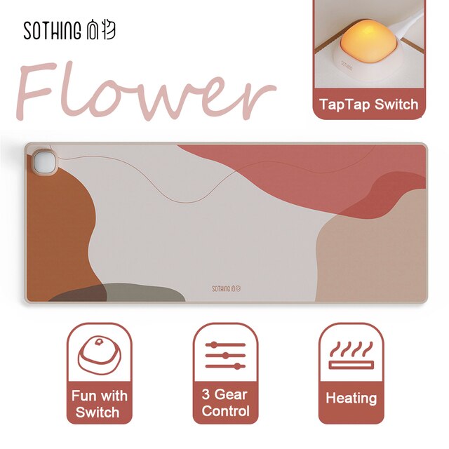 Xiaomi-almohadilla calefactora para escritorio de oficina, alfombrilla cálida para ratón, calentador inteligente impermeable de calor rápido, almohadilla de escritura para mesa,: Enchufe estadounidense / Flower