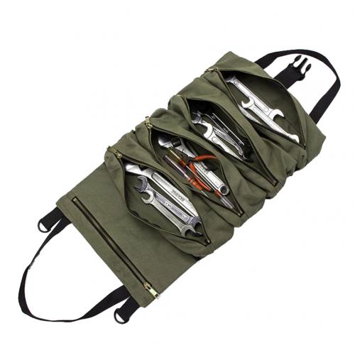 Draagbare auto oprolbare rits hangende reparatie gereedschap opbergtas etui organizer: Legergroen