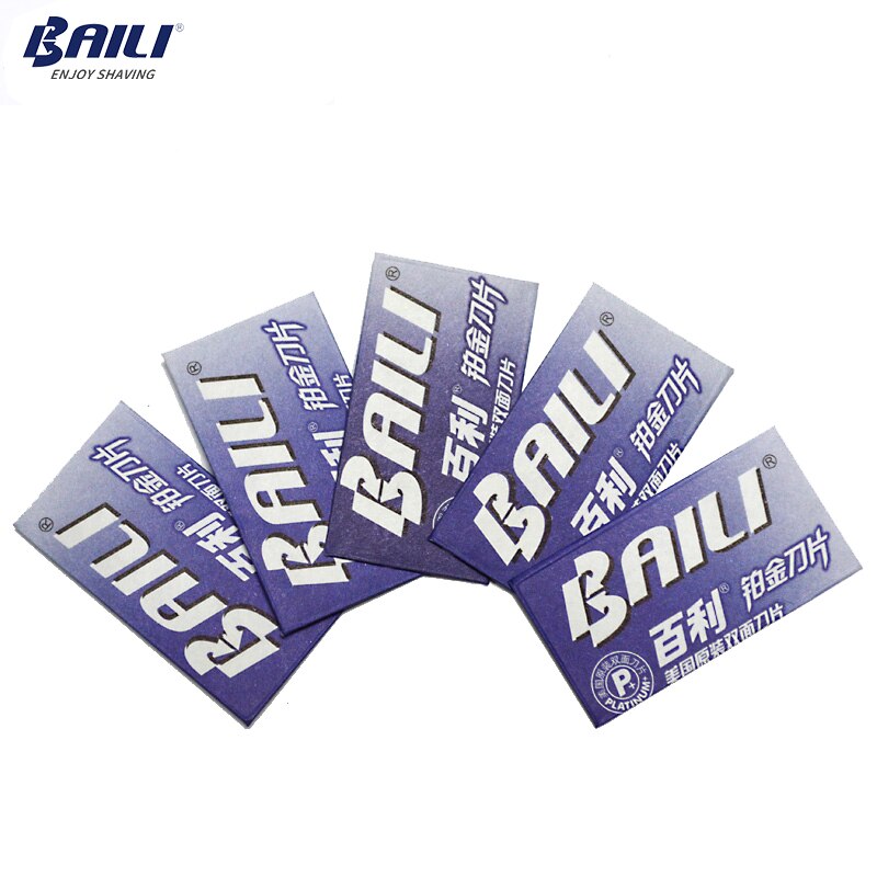 BAILI 100 Pcs/Lot Ultra-thin Super Sharp Durable Stainless Platinum Barber Double Edge Razor Shaver Blades for Men Shaving BP007