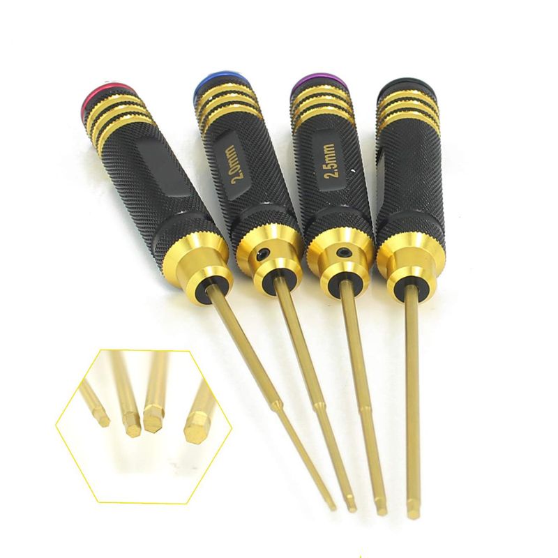 4 Pcs RC Tools Hex Screw Drivers Set Titanium Alloy DIY Hobby Repair Tools Kit for RC Helicopter