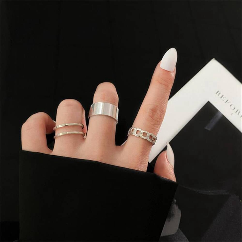 IFMIA 6 sztuk/zestaw Punk Ring Finger minimalistyczny gładkie złoto/czarny geometryczne metalowe pierścionki dla kobiet dziewczyn Party biżuteria Bijoux Femme: IF1570064
