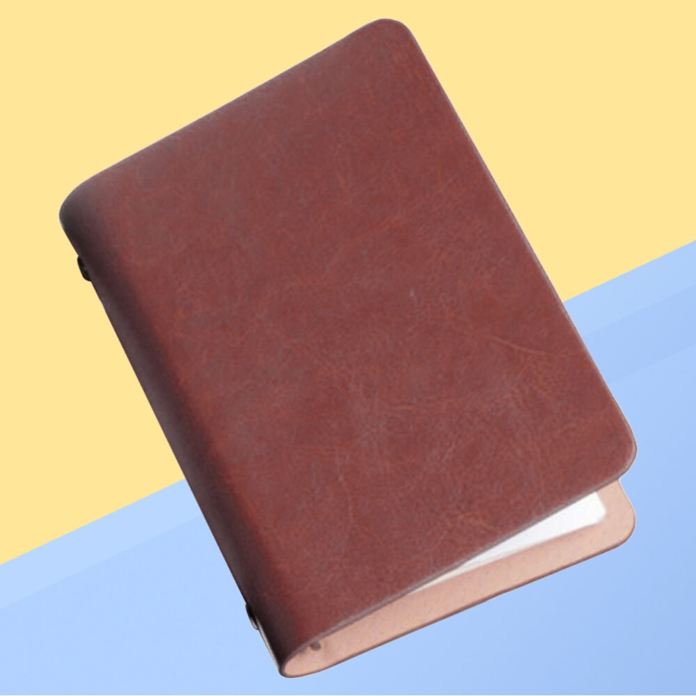 1pc PU Leather Notebook Notepads A7 Pocket Planner Loose-leaf Portable Schedule Checklist for Home School Office (Brown)