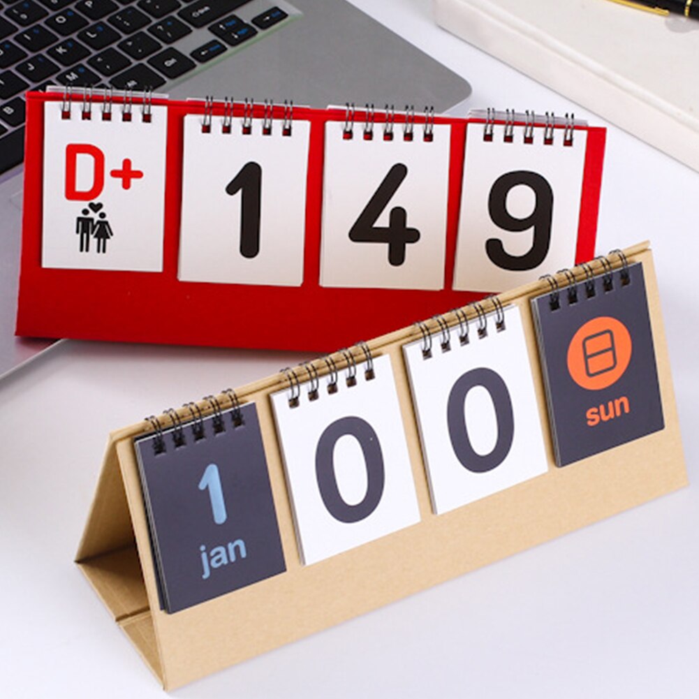 Perpetual Flip Countdown DIY Stationery Desk Calendar Home Office Standing Vintage Daily Schedule Double Sided School