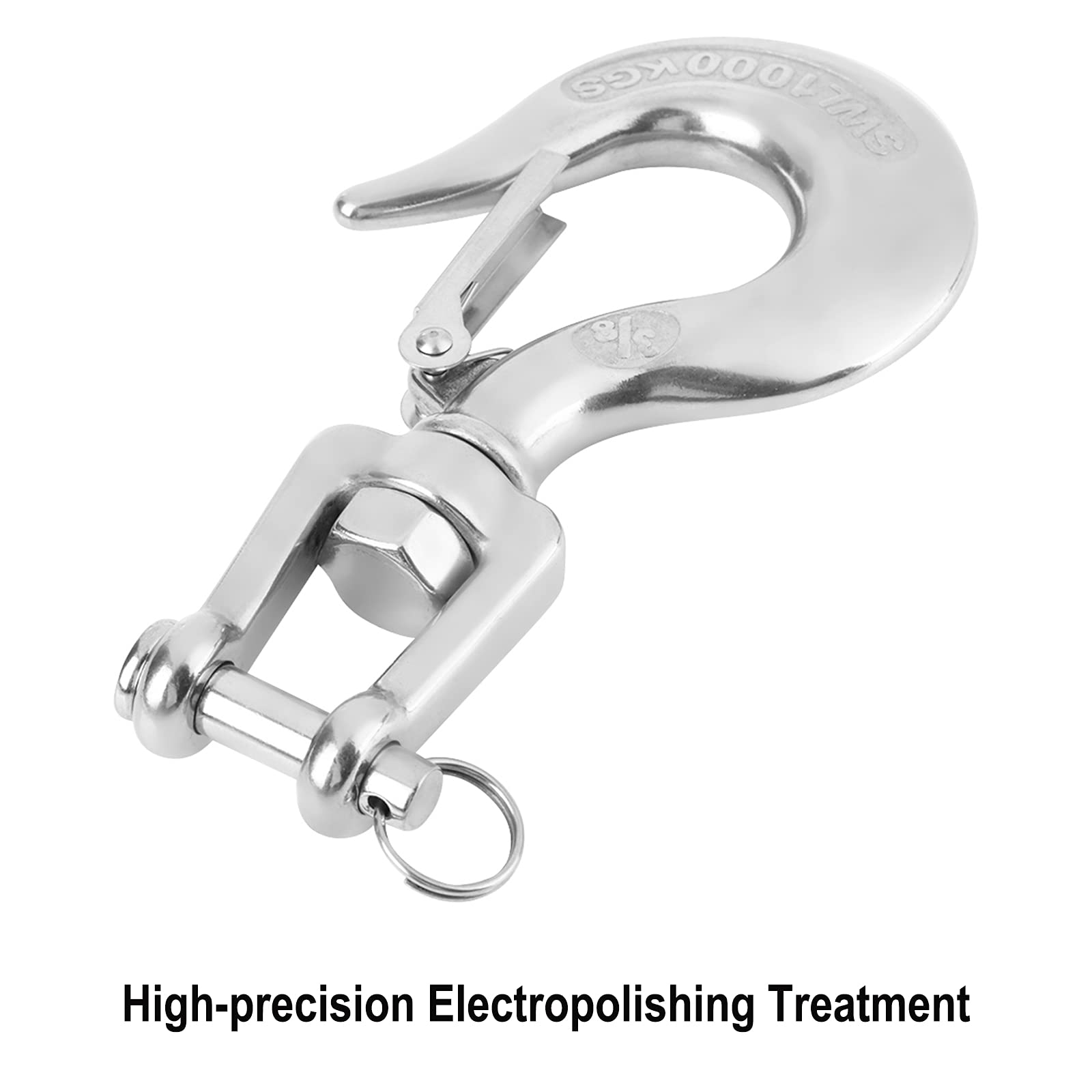2Pcs 3/16 Inch Slip Hook 304 Stainless Steel Clevis Slip Hook American Type Swivel Lifting Hook with Safety Latch (150kg/330lb)
