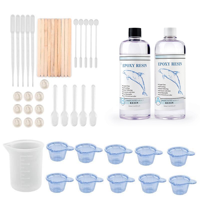 Neue AB Epoxy Harz Kit Hohe Haft 1:1 AB Epoxy Härter Kristall Kleber DIY Kunst Casting Harz Schmuck Machen Zubehör: NEW A500g-B500g set