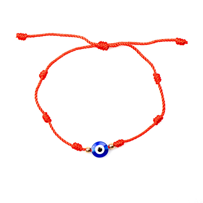 Pulsera de hilo rojo de la suerte para pareja, amuleto de buena suerte para cuerda de éxito, pulsera trenzada de ojos malvados, de joyería hecho a mano, 2-12 Uds.: Negro / VERMEIL