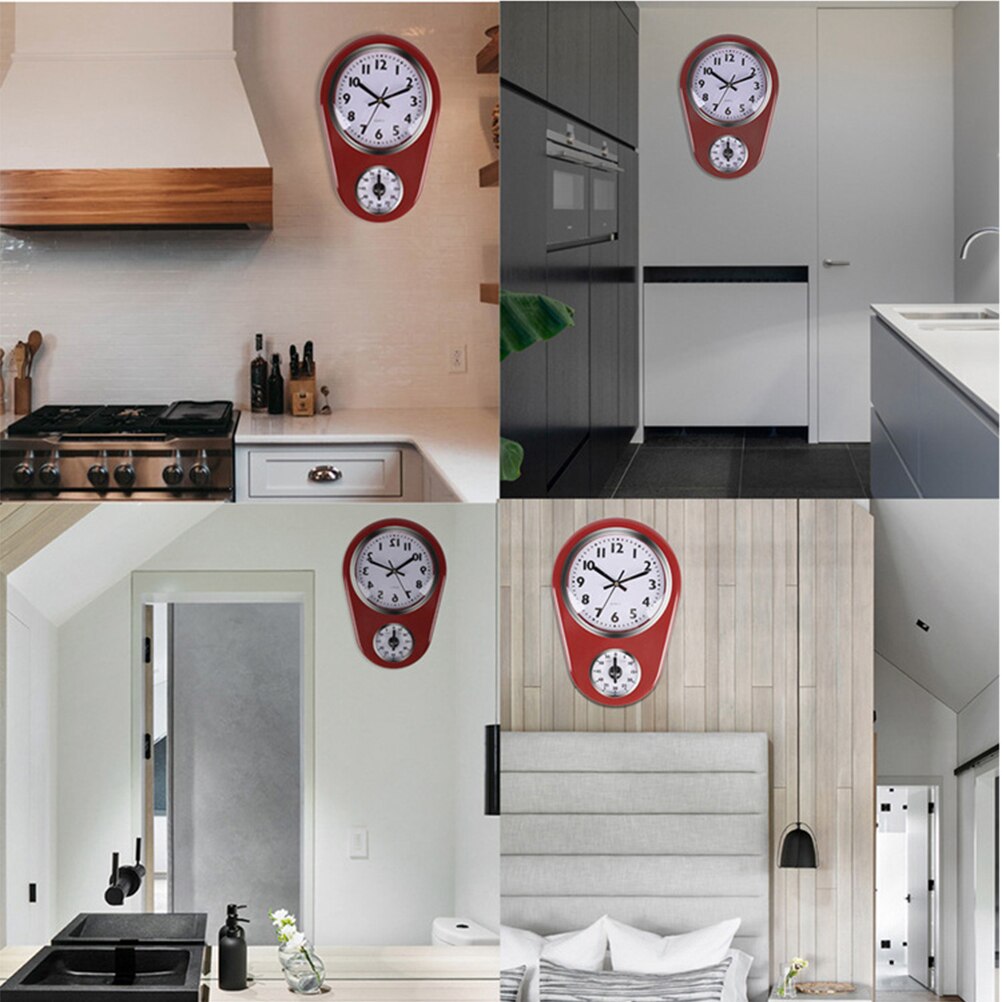 1pc Wall Clock Modern Reloj Pared Kitchen Timer Wall Clock Household Timer Modern Style Without Battery For Home (Red)