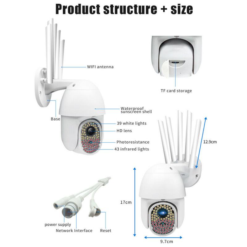 1080P PTZ Wireless Wifi IP Camera Outdoor Digital Zoom Speed Dome CCTV Two-Way Audio AI Human Detect Smart Home Security IR Cam