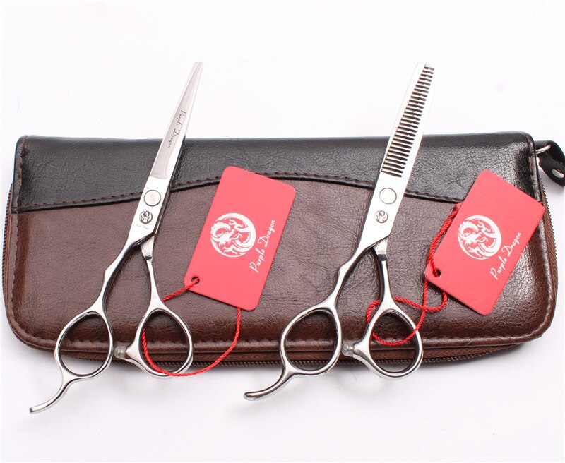 Left Hand 5.5" Purple Dragon Barber Shop Silver Cutting Scissors Thinning Shears Hair Scissors Styling Tool Z8000: Z8000 Yin D 55YY