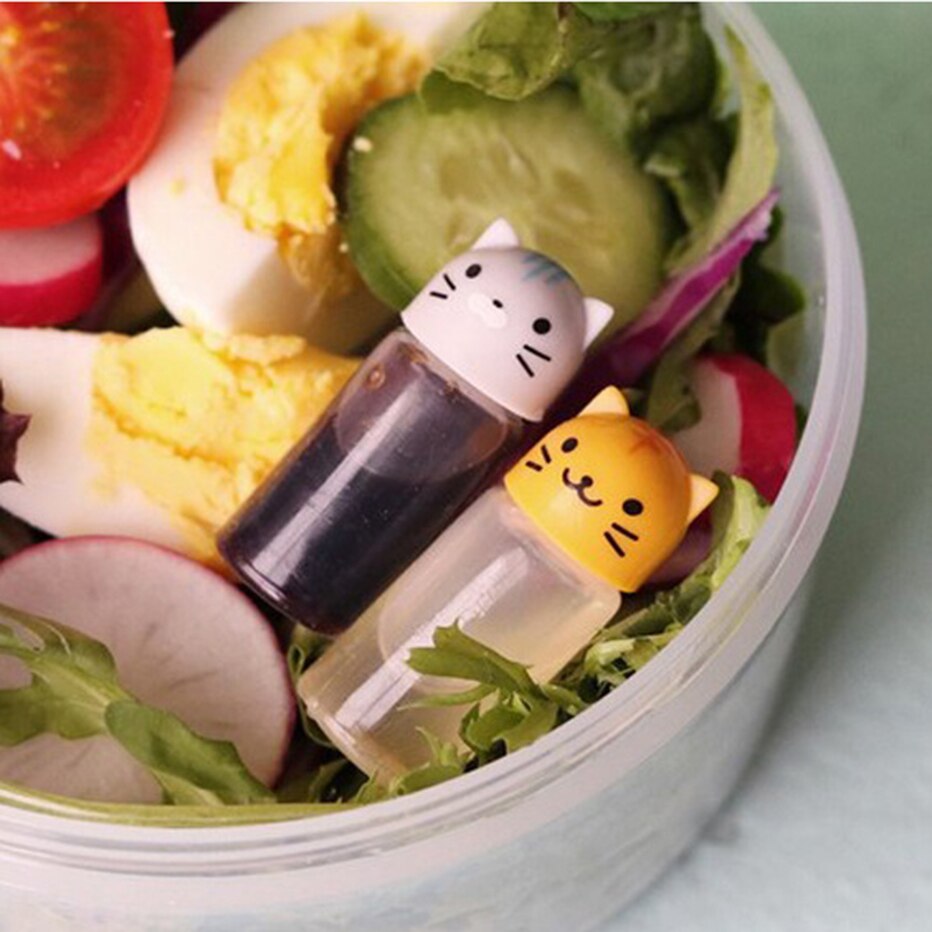 Mini botella de salsa para condimentos, contenedores pequeños para salsa, cerdo, elefante, conejo, León, pollito, botella de salsa de soja, caja Bento