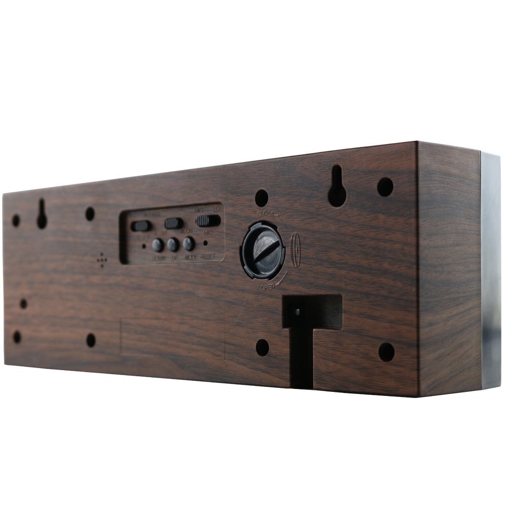 Led Wooden Clock Digital Wood Wall Watch Big Screen Dual Alarm Watch Bedside Snooze Kitchen Timer Office Temperature Date timer