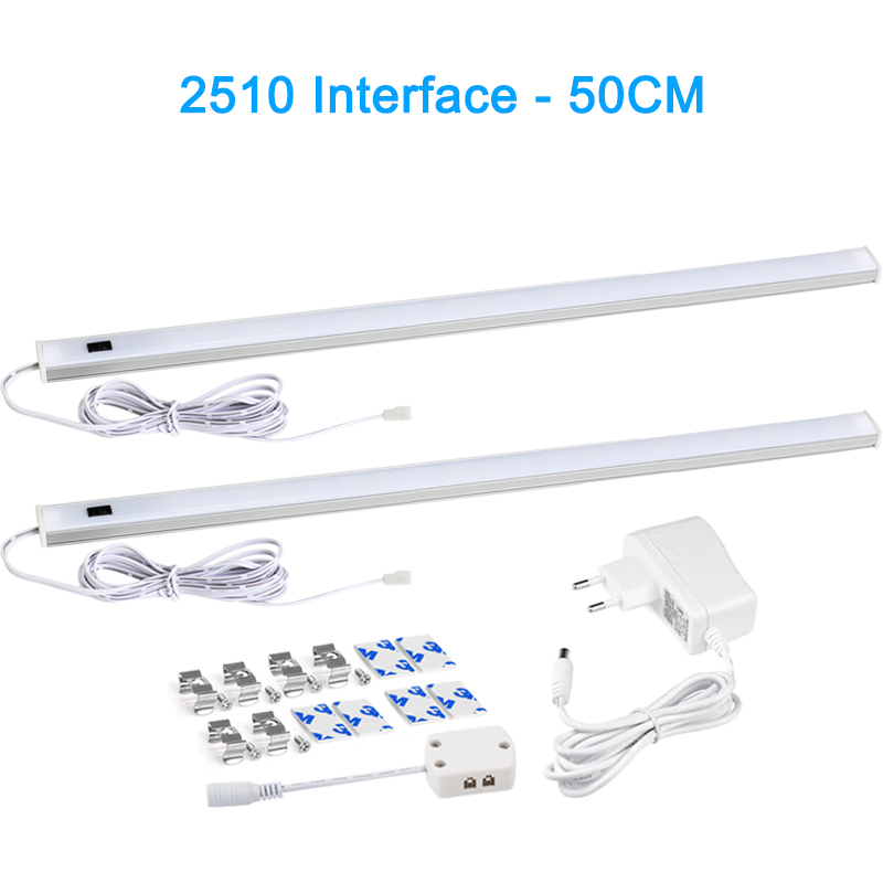 Luz LED debajo de las luces del gabinete para cocina, interruptor de barrido manual, Sensor de movimiento PIR, lámpara de armario, luz nocturna Led de 30/40/50cm: Gris claro / Color blanco cálido