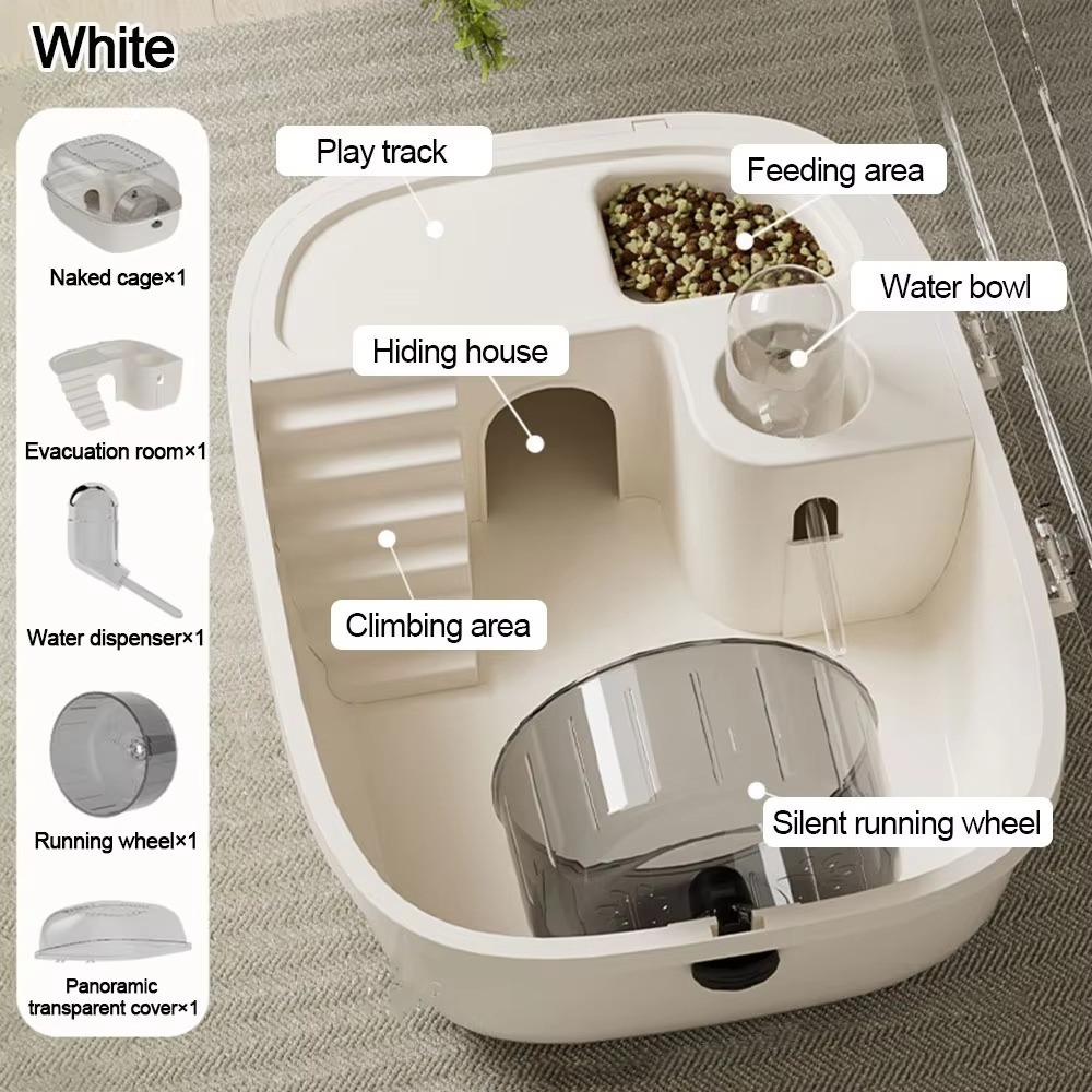 Jaula para hámster de doble capa, gran espacio, transpirable, transportador de animales pequeños, caja de transporte para mascotas Visible translúcida, uso en exteriores: escarlata