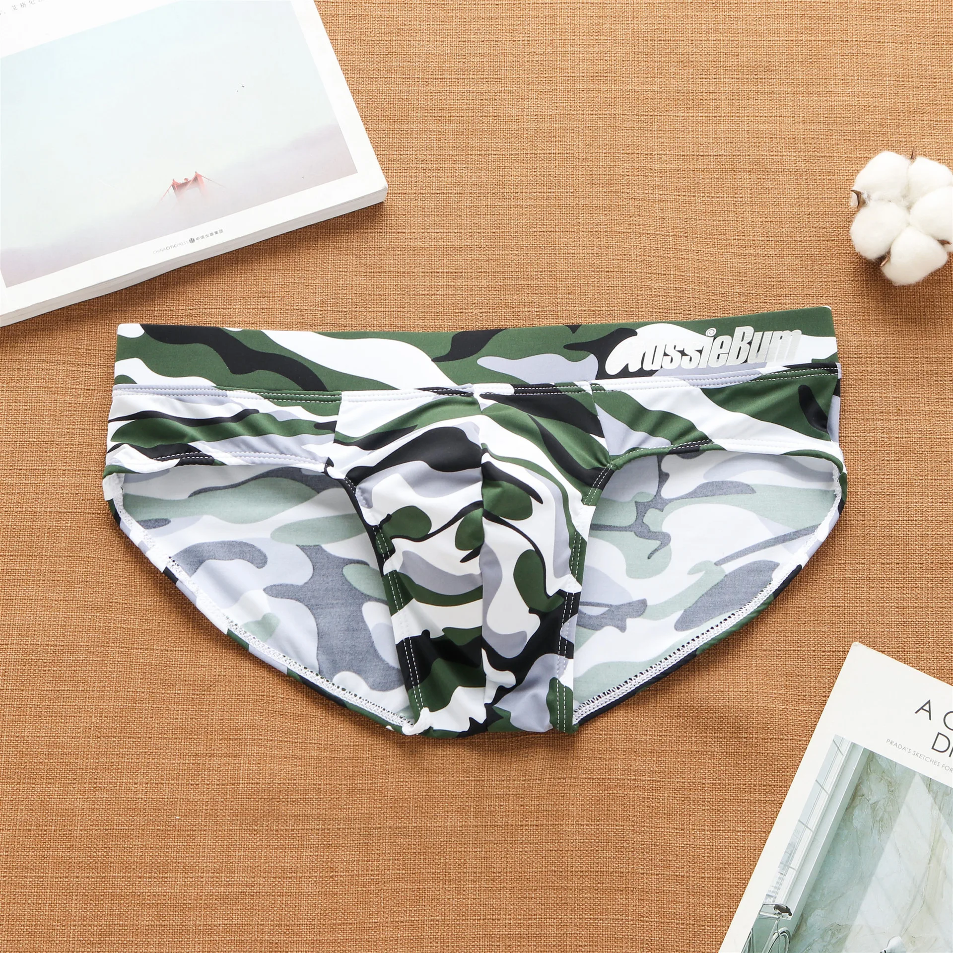 Slip camouflage taille basse pour hommes, cool, été: L / Bleu