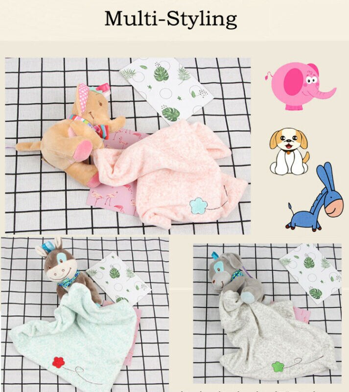 Lovely Toddler Baby Security Blanket Infant Appease Towel Play Hanging Cute Animal Doll Comforter