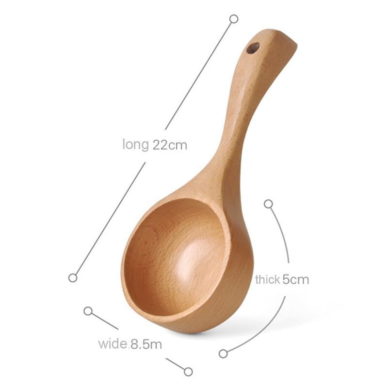 Wood Scoop Japanese Style Solid Wood Water Rice Flour Scoop Multipurpose Wooden Ladle for Cooking Bath Tablespoon: Default Title