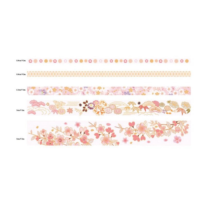 PPYY-5 Stuks/Set Gold Washi Tapel Chinese Stijl Masking Tape Diy Ambachtelijke Japanse Papier Stickers Scrapbooking J