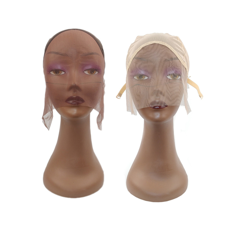 Pelucas frontales de encaje, gorras de malla transparente con correa ajustable, para hacer pelucas frontales, extensión de cabello sin pegamento, cierre suizo