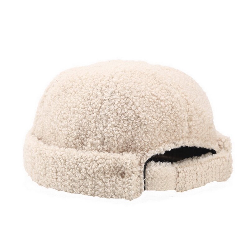 Vinter varm hipbeanies kvinder mand hat vasket retro kraniet cap justerbar brimless hat åndbar beanie hatcap: 3