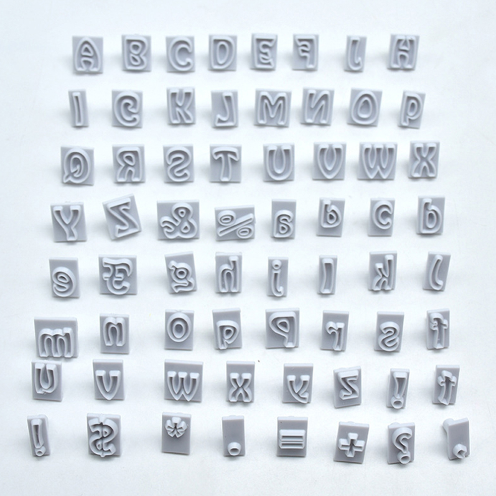 64Pcs Plastic Alphabet Cookie Cutter Set Fondant Cutters Mold Upper and Lower Case Art Deco Number Letter Stamps