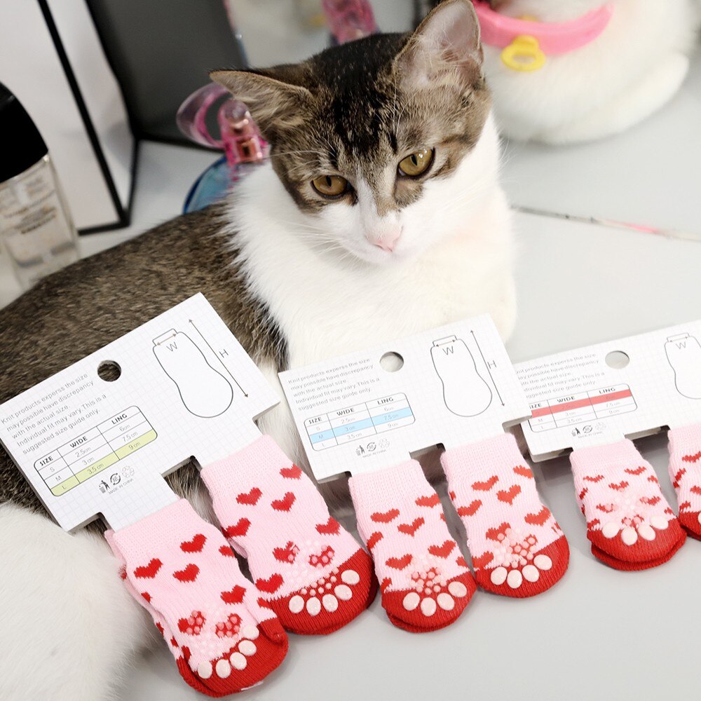 Anti-Slip Gebreide Sokken Hond Sokken Kleine Honden Kat Schoenen Dikke Warme Poot Protector Hond Sokken Schnauzer Booties accessoires
