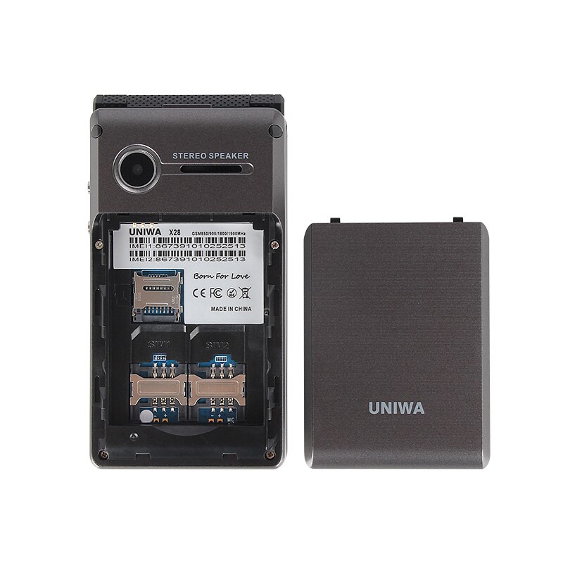 Uniwa x28 sênior flip telefone 2g gsm duplo sim desbloqueado telefone celular tela dupla russo teclado hebraico clamshell telefone celular