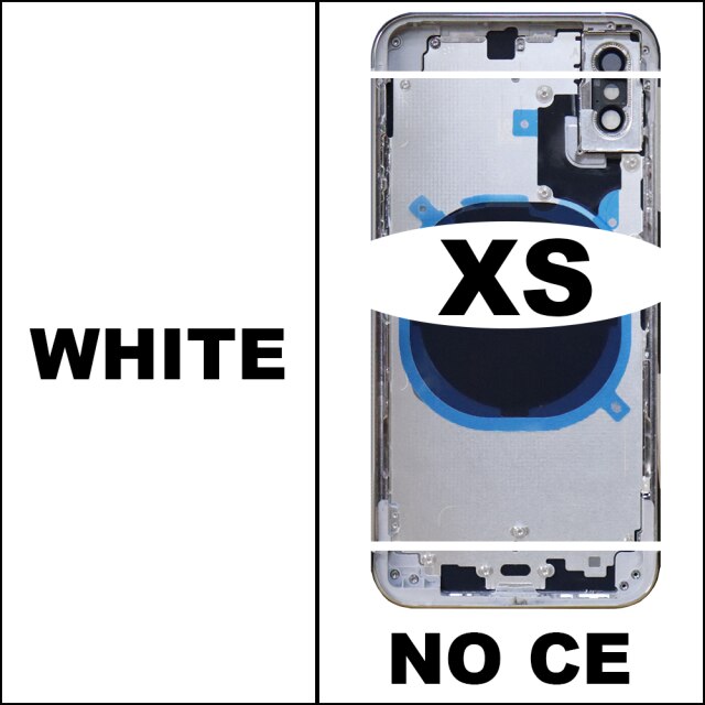 Voor Iphone Xs Xs Max Batterij Back Cover + Midden Chassis Frame + Sim Tray + Side Key Onderdelen Behuizing case Geen Flex Kabel +: XS-White-NO CE