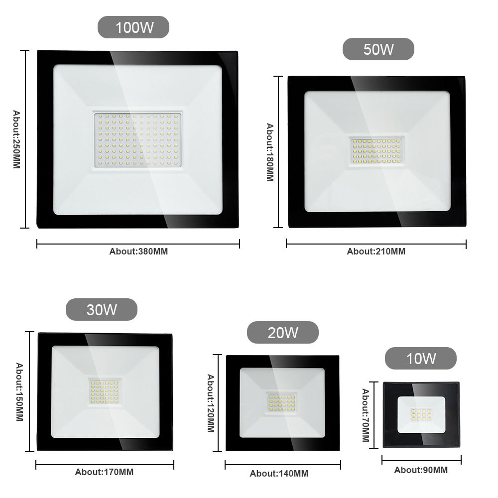 LED Floodlight Ultra thin 10W 20W 30W 50W 100W Outdoor Spotlight Flood Light IP66 AC220V foco led exterior LED Street lighting