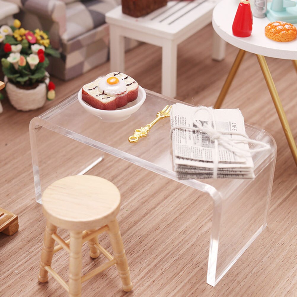 Transparante Einde Tafel Mini Huis Decor Thee Tafel Vorm Poppenhuis Scene Layout Decor