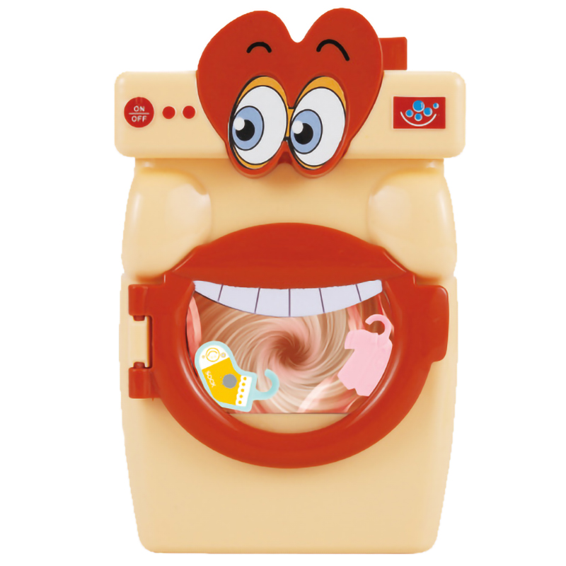14 Pcs Cartoon Big Mouth Washing Machine Toy Girl Play House Simulation Life Appliances Pretend Housework Game Toys For Children: Brown