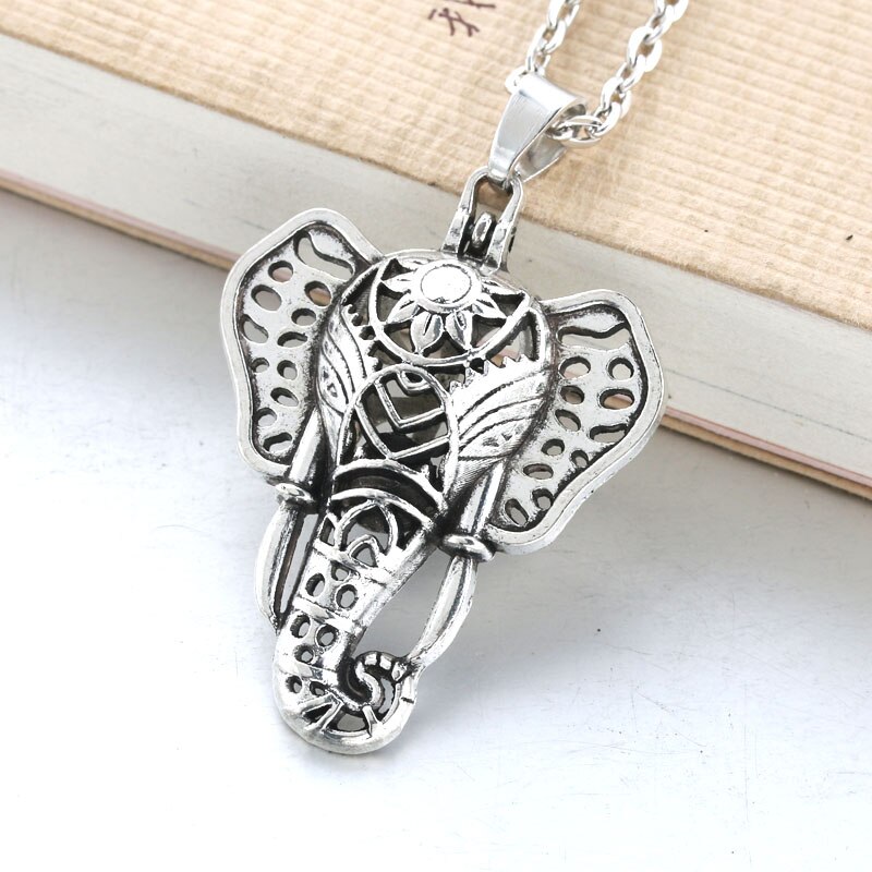 Collier diffuseur d&#39;arôme éléphant Vintage, médaillon magnétique pendentif parfum huile essentielle, collier d&#39;aromathérapie avec coussinets 041019