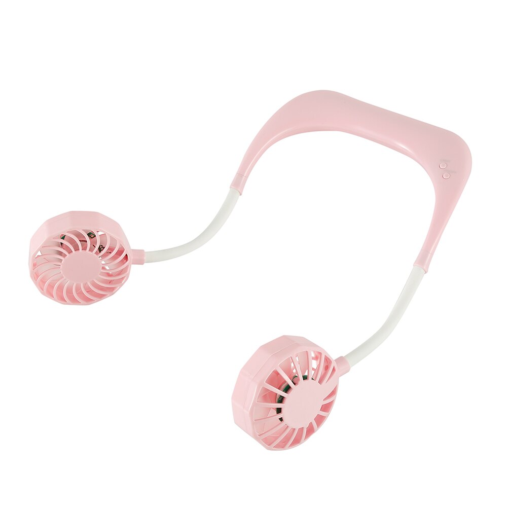 Usb Draagbare Ventilator Koude Fan Handsfree Hals Fan Opknoping Oplaadbare Mini Sport Fan 3-Speed Verstelbare Hals Dual fan Home Office: pink