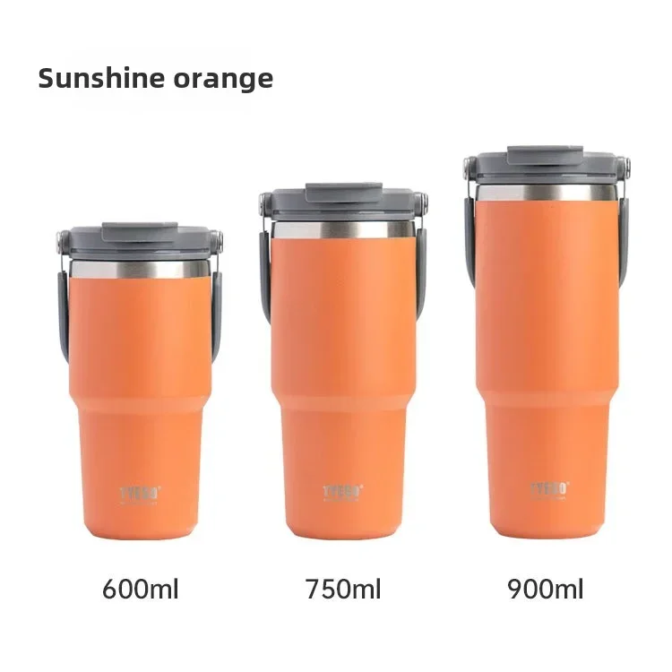 Tyeso bärbar bilkaffekopp rostfritt stål stor kapacitet isolering sportvattenkokare: Rosa / 301-400ml