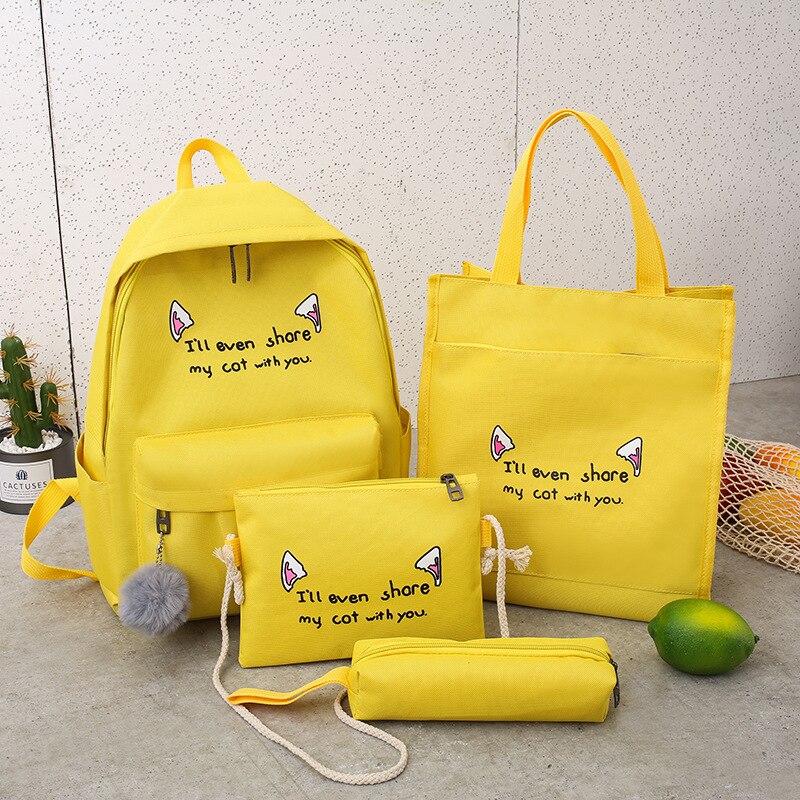 Taille différente sacs Style décontracté en plein air voyage sac d'école grande capacité multi-usages sac à main polyvalent quatre pièces ensemble Bac: Yellow