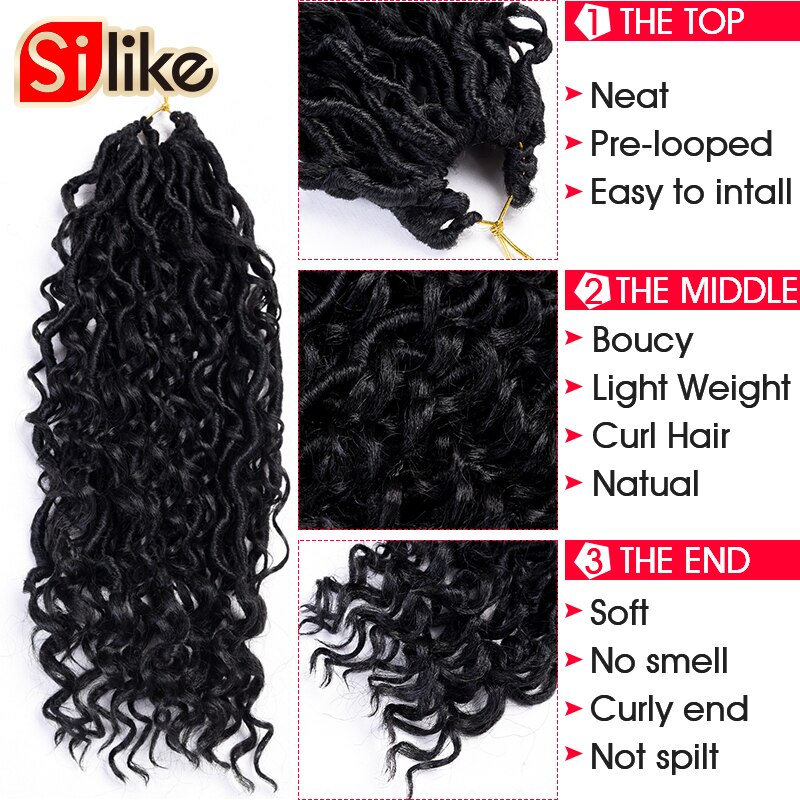 Silike 14 "dea Locs estensioni dei capelli tutto'uncinetto trecce sintetiche a spirale serrature per capelli trecce tutto'uncinetto per donne 24 fili