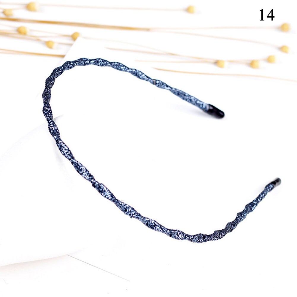 Vrouwen chique super dunne glitter haaraccessoires golvende glanzende metalen kleur hoofdband zomer haarband voor vrouwen en meisjes: 14