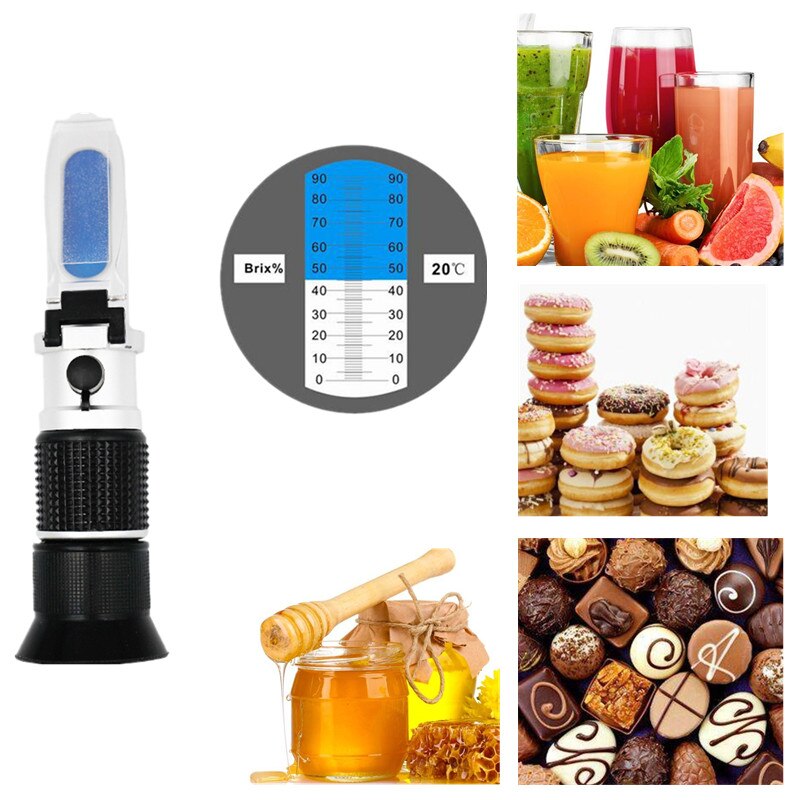 0-90% Brix Refractometer Handheld Refractometer With ATC Sugar Concentration Optical Instruments for Fruit Honey 30%Off