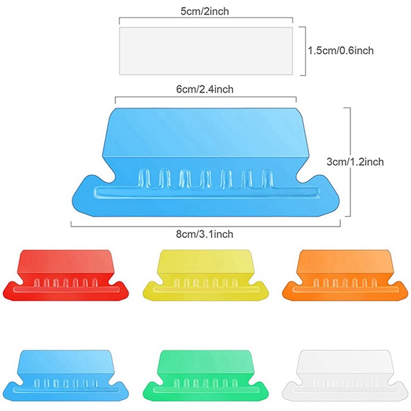 120 Sets Multicolor Hanging File Folder Tabs with Blank Inserts 2 Inches Plastic Hanging File Tabs for Hanging Folders