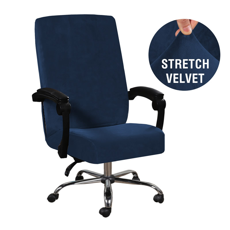 Funda de terciopelo elástica para silla de Gamer, cubierta de Jacquard giratoria para sillón de ordenador, Bar y oficina: Navy