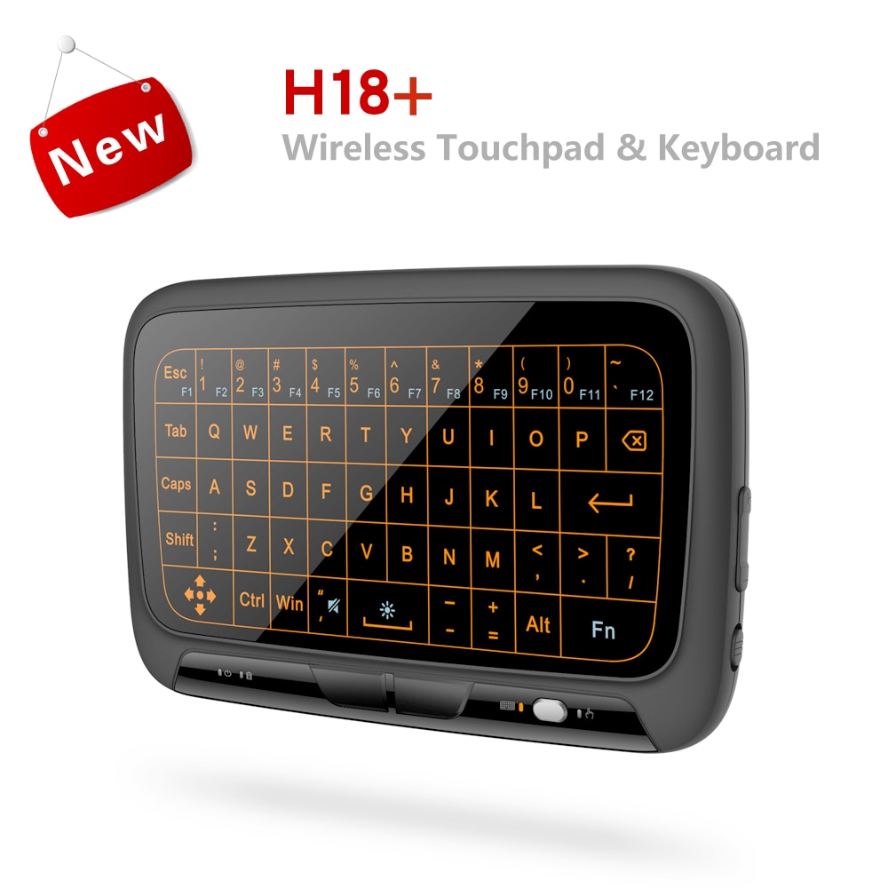H18 + 2.4Ghz Wireless Keyboard Mini Air Mouse Full Screen Touch Qwerty Touchpad Met Achtergrondverlichting Functie Voor Android Smart tv Box