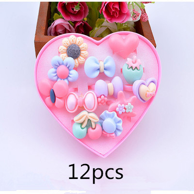 12-36 Stuks Leuke Cartoon Ringen Speelgoed Voor Baby Meisjes Pretend Play Game Kleurrijke Kids Beauty Mode Verjaardagsfeestje Kawaii