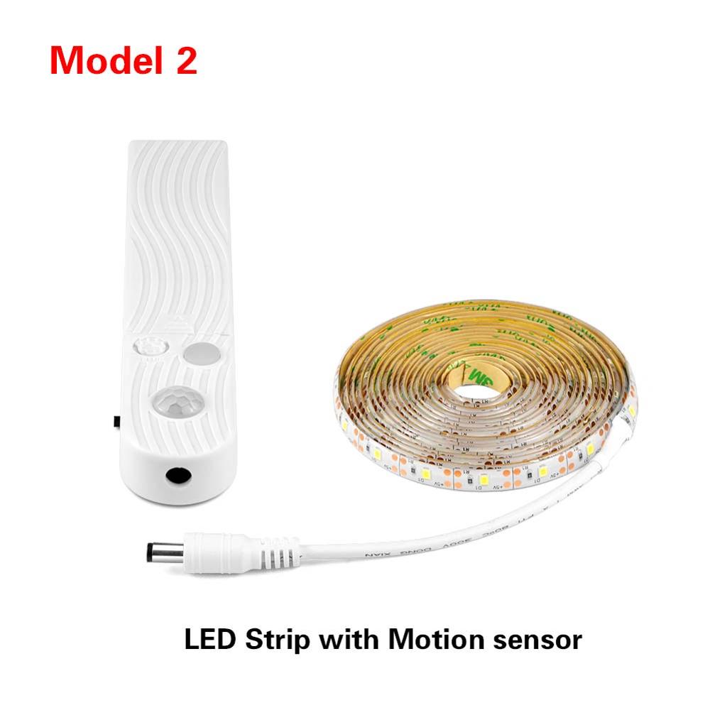 Draadloze Pir Motion Sensor LED Strip Batterij/Usb-poort Kast licht 1m 2m 3m thuis Slaapkamer boekenkast Nachtkastje Keuken Decoratie: Motion Sensor Strip / WHITE / 50CM