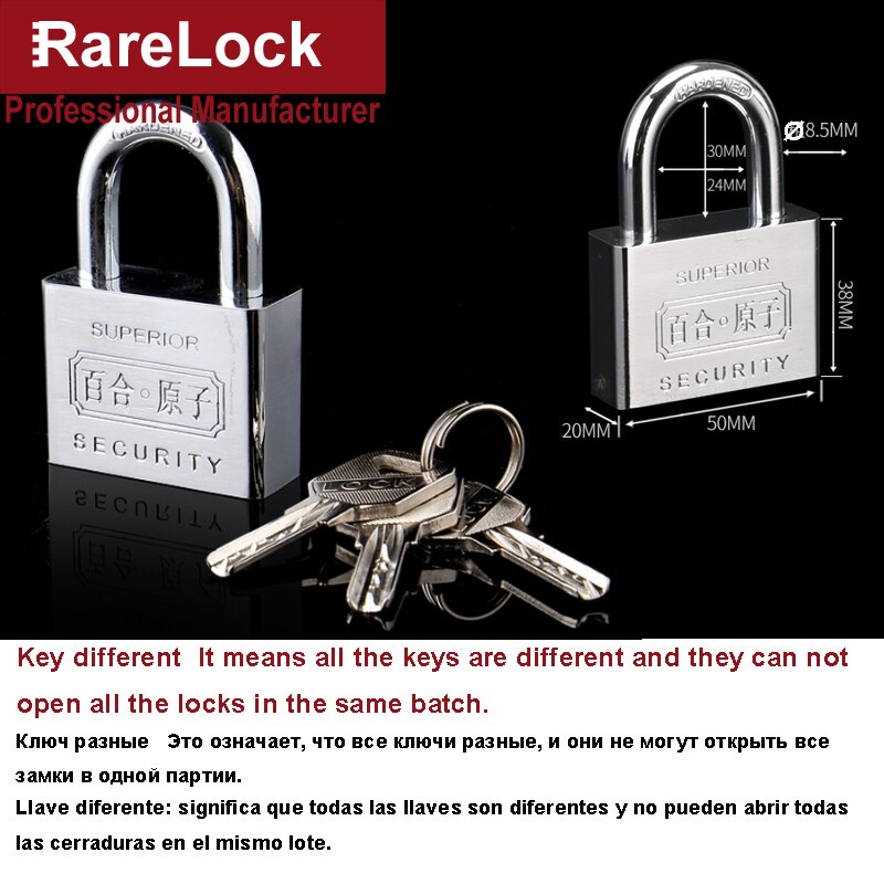 Spezielle Schlüssel Vorhängeschloss 50-60mm für Tor Tür Schrank Luft Kasten Schule FITNESSRAUM Schließfach Hardware- DIY Rarelock Frau462X ich: 50mm Schlüssel unterschiedlich